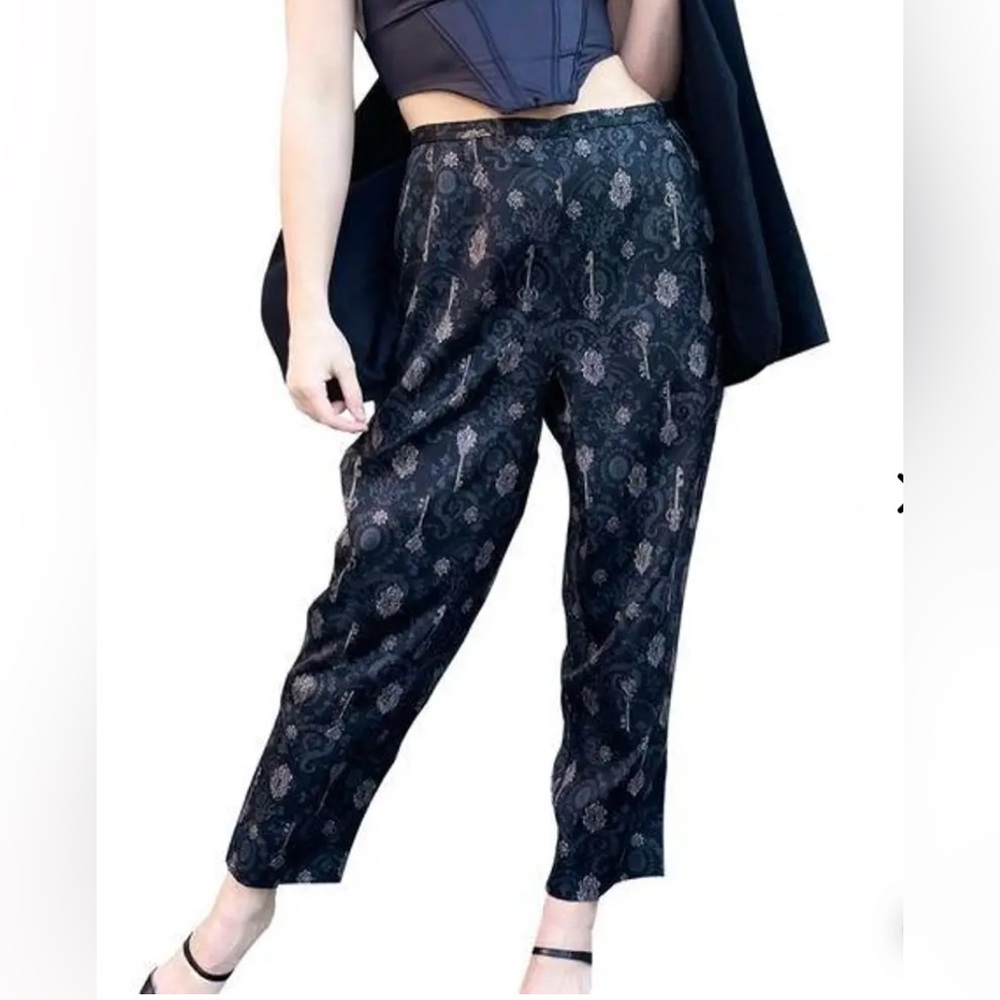 Talbots Silk/Wool Whimsigoth Dark Academia Print High Rise Taper Trousers Sz 4